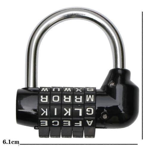 Cadenas combiné de 5 lettres noir - Serrures à combinaison - Sac à dos pour ordinateur portable Bike Lock -anglais Alphabet Wheel Combination Lock