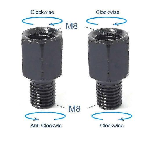 Paire Noir Moto Miroir Adaptateurs M10 10mm M8 8mm Rétroviseurs Retour Boulon De Conversion Dans Le Sens Des Aiguilles D¿Une Montre Anti-Horloge Droite Gauche Filetage