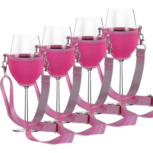 Pack De 4 Porte-Verres À Vin À Suspendre Porte-Verre À Vin Pour Suspendu Porte-Gobelet Festival Porte-Verre À Vin Pour Noël Anniversaire Mariage (rose)