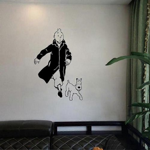 Tintin And Dog Cartoon Vinyl Wall Sticker Children #39;s Room Wall Mural Decals
