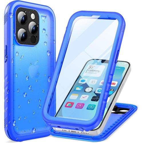 Mondodigitale-Coque Pour Iphone 15 Pro Max Étanche Antichoc - 360 Degre Incassable Militaire Rigide Intégrale/Bumper/Housse/Ip68 Waterproof/Imperméable/Eau/Etui Case Avec Protection Camera Bleu