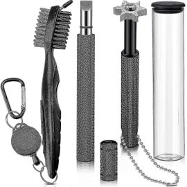 Golf Clean Tool Set - Brosse De Club De Golf Rétractable Et 2 Aiguiseurs De Groove De Club De Golf, Pour Rainures U Amp; V, Kits Nets Et Propres Pour Tous Les Fers De Golf (1set, Bl