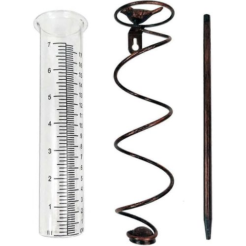Pluviomètre décoratif, tube en verre en métal en spirale avec figurine d¿oiseau, étanche à l¿eau et à la poussière