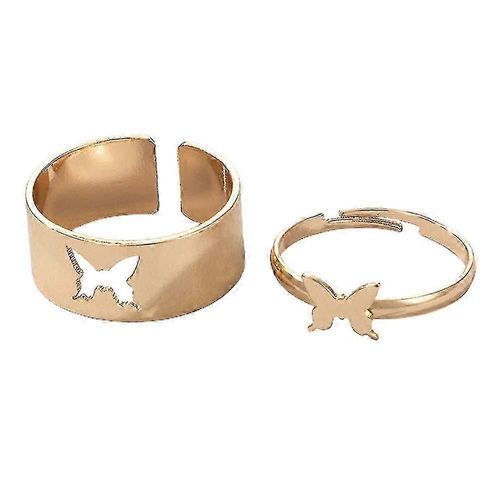 2pcs Anneaux Papillon Ouverture Alliage Bague Couple Valentin Bijoux Cadeau Pour Femmes Hommes