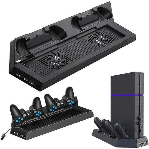 Refroidisseur De Ventilateur, Support Vertical Pour Ps4, Ventilateur Avec 3 Chargeurs De Concentrateur Usb