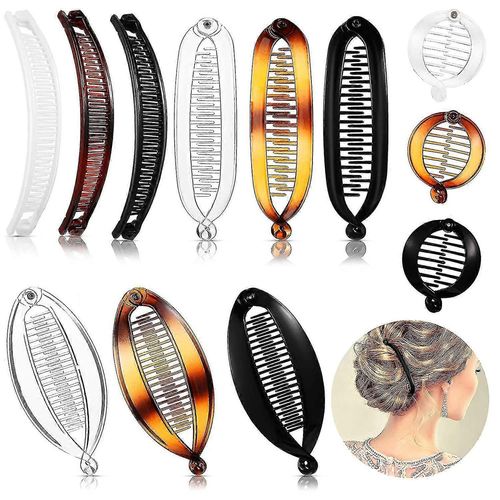 12 Pièces Banana Hair Clips Classic Clincher Combs Large Double Comb Fishtail Hair Clip Banana Ponytail Holder Clip For Women, 4 Styles