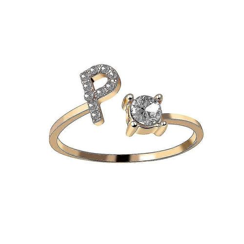 Bague De 26 Lettres En Métal Anneau Ouvert Réglable, Nom Initial Lettre Taille De L¿Anneau: P
