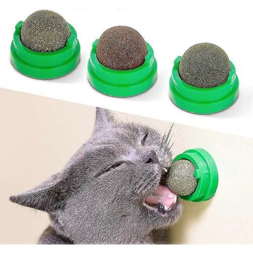 3 Boules D¿Herbe À Chat Silvervine, Jouets Comestibles Pour Chats À Lécher, Jouets À Mâcher Pour Chatons En Bonne Santé En Toute Sécurité, Jouets Dentaires Pour Chats, Jouets Muraux Pour Chats
