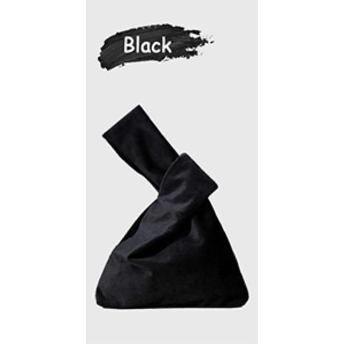 Sac de poignet Élégant Style Velours Portable Sac à Main Noir N?ud Sac Couleur Unie