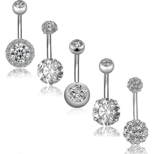 5pcs 14g En Acier Inoxydable Anneaux De Nombril Pour Femmes Filles Nombril Anneaux Cz Body Piercing