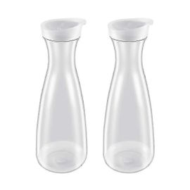 2pcs 1.6l Carafes D¿Eau En Plastique Avec Couvercles Blancs Flip Tab - Qualité Alimentaire Et Recyclable Pitc Incassable