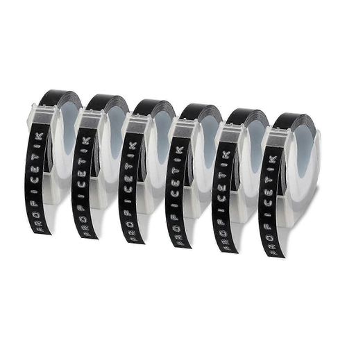 6 pcs Ruban d¿étiquette compatible avec Dymo Embossing Label Tape compatible avec Dymo Label Maker 1880 Motex E-101 9m