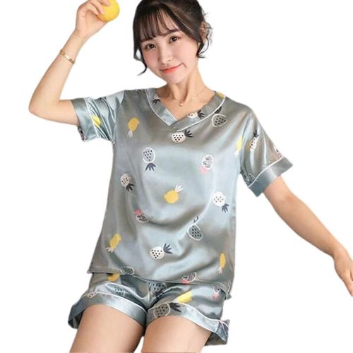Ensemble De Pyjamas En Satin Pour Femmes Pyjamas Boutonnés Hauts Et Shorts Vêtements De Nuit En Soie Pour La Maison Porter Des Vêtements