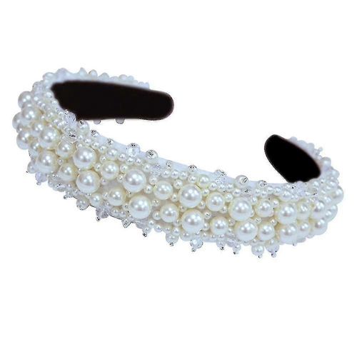 Mode Full Pearl Headbands Headwear Wide Side Velvet Hair Hoop Femmes Nudal