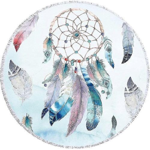 Landove Round Microfiber Beach Serviette Ethnique Tapisserie Attrape Reve