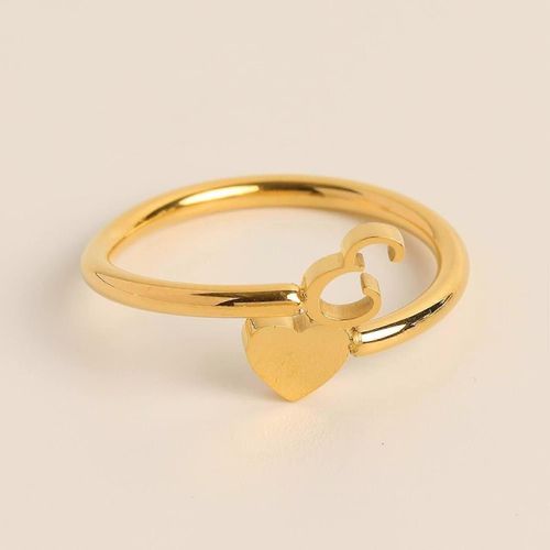 À Ma Petite-Fille Délicate Initiale Coeur Bague 26 Lettre Coeur Bague Simple Bijoux Populaire Accessoire Bague Pour Les Filles 10-12 Réglable (E, Taille Unique)