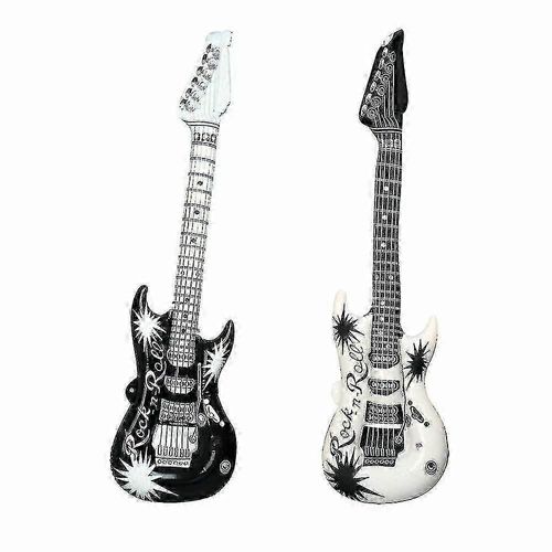 Guitare Gonflable Blanc Noir - Disco Blow Up Déguisements Party Prop Musical (2x)