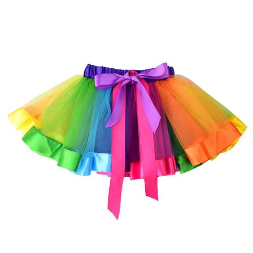 Jupe Tutu Arc-En-Ciel Jupe Princesse Fille Vêtements De Danse Fête 1pcs Gaze De Nylon Solide Vêtements Pour Enfants