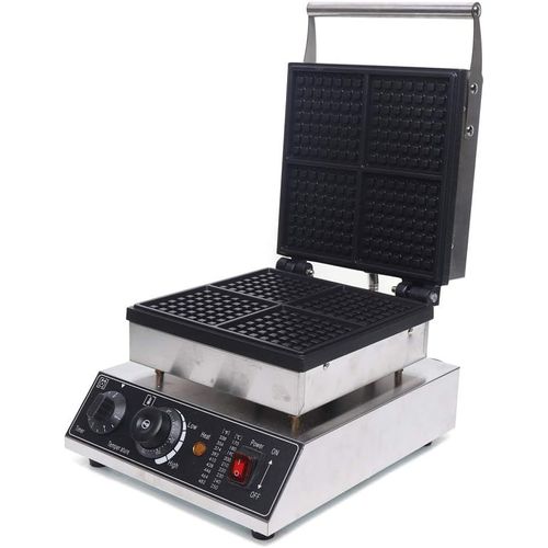Gaufrier Belge - 4 Gaufres Carrées - 1750 W - Température Réglable À 180 ° - Convient Pour Boulangeries, Restaurants, Commissaries, Cantines