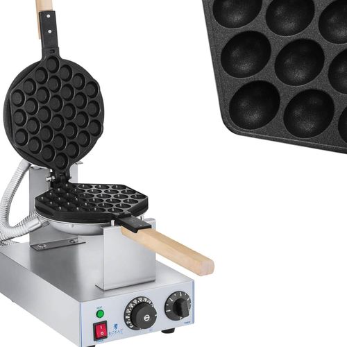 Gaufrier Bubble Waffle Appareil A Gaufres Waffle Machine A Gaufre Rcwm-1400-B (1.415 W, Matériau Acier/Aluminium, 1Poignée En Bois Résistante À La Chaleur, Température 50-250 °C)