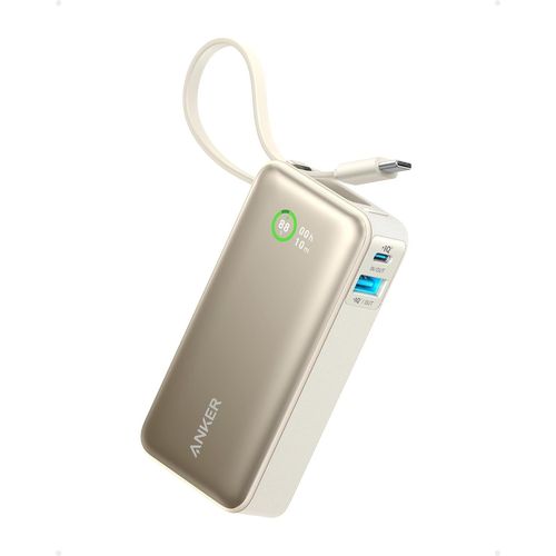Mondodigitale-Nano Power Bank, 10 000 Mah Power Bank Avec Câble Usb-C Intégré, Pd 30 W De Puissance Maximale Avec 1 Port Usb-C, 1 Port Usb-A, Compatible Avec Iphone 15/14, Macbook, Galaxy, Ipad, Airp