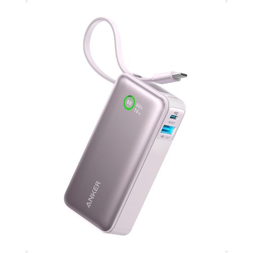 Mondodigitale-Nano Power Bank Batterie Externe 10 000 Mah Avec Câble Usb-C Intégré, Puissance Maximale Pd 30 W Avec 1 Port Usb-C, 1 Port Usb-A, Compatible Avec Iphone 15/14, Macbook, Galaxy, Ipad, Ai