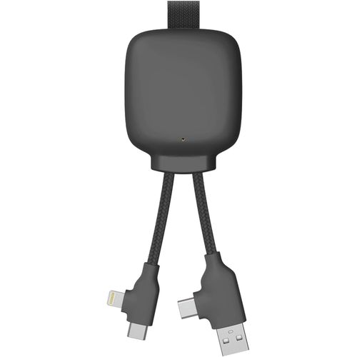 Mondodigitale-Câble Multi-Connecteurs Usb 4 En 1-Chargeur Universel Et Batterie Externe 3000 Mah En Plastique Recyclé-Gamma Lite Noir