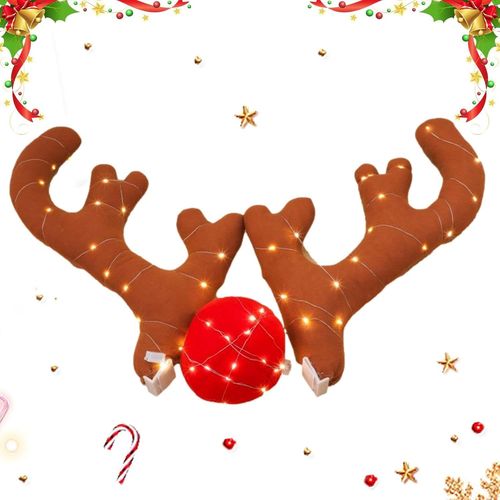 Coffret Corne De Renne Et Nez De Renne Pour Voiture - Coffret Cadeau Corne De Renne De Noël, Coffret Cadeau Costume Voiture Camion, Coffret Corne De Renne De Noël Pour Voiture, Accessoires Auto