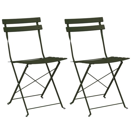 Chaises De Jardin Pliantes Vidaxl 2 Pcs Vert Foncé Acier
