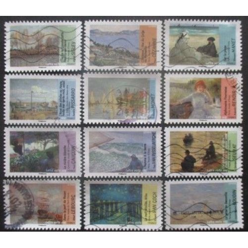 France Autoadhésif Série N°825 Au 836 Tableaux Oblitérés