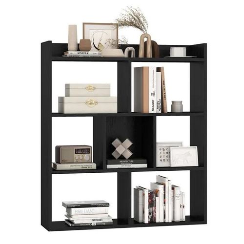 Costway Meuble Étagère À Livres Ouverte À 7 Cubes, Étagère De Rangement Avec Dispositifs Anti-Basculement Pour Bureau Salon, Noir