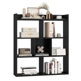 Costway Meuble Étagère À Livres Ouverte À 7 Cubes, Étagère De Rangement Avec Dispositifs Anti-Basculement Pour Bureau Salon, Noir