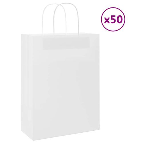 Vidaxl Sacs En Papier 50 Pcs Avec Poignées Blanc 26x12x35 Cm