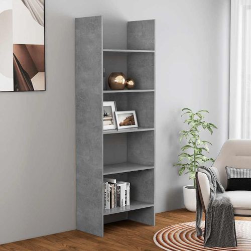 Vidaxl Bibliothèque Gris Béton 60x35x180 Cm Bois D¿Ingénierie