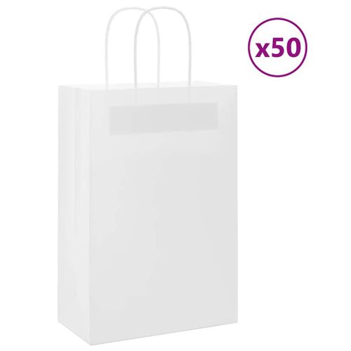 vidaXL Sacs en papier 50 pcs avec poignées blanc 21x11x31 cm