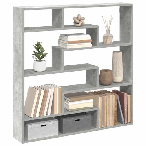 Vidaxl Étagère Cube Murale 7 Compartiments Gris Béton Bois Ingénierie