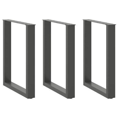 Vidaxl Pieds De Table Basse Forme De U 3 Pcs Anthracite 70x(72-73) Cm