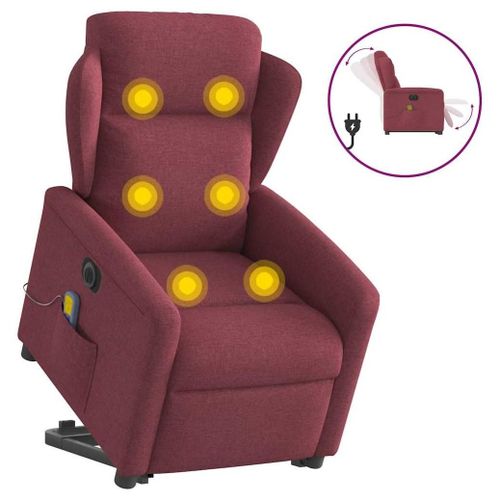 Vidaxl Fauteuil Inclinable De Massage Électrique Rouge Bordeaux Tissu
