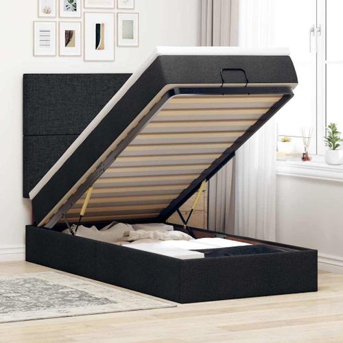Vidaxl Cadre De Lit Ottoman Avec Matelas Noir 100x200cm Tissu