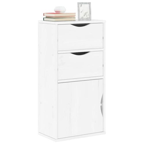 Vidaxl Armoire Latérale Tiroirs Odda Blanc 40x24x79 Cm Bois Massif Pin