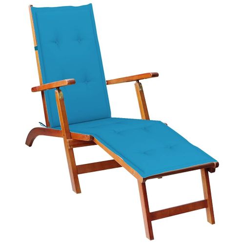 Vidaxl Chaise Longue D'extérieur Repose-Pied Et Coussin Acacia Solide
