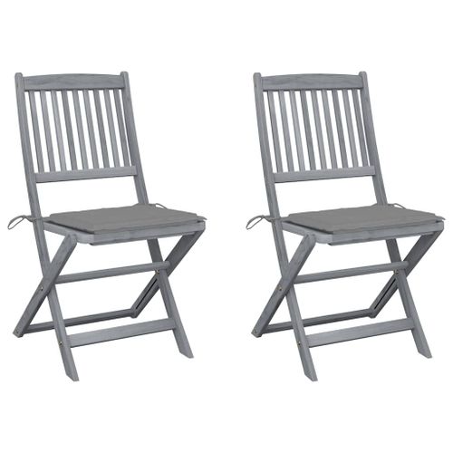 Vidaxl Chaises Pliables D'extérieur 2 Pcs Avec Coussins Bois D'acacia