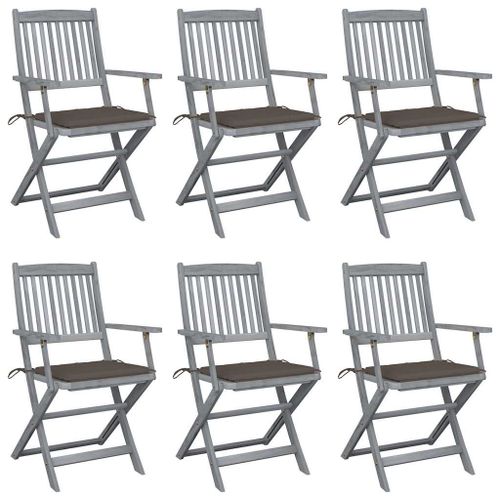 Vidaxl Chaises Pliables D'extérieur 6 Pcs Avec Coussins Bois D'acacia
