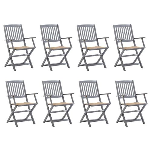 Vidaxl Chaises Pliables D'extérieur Lot De 8 Et Coussins Bois D'acacia