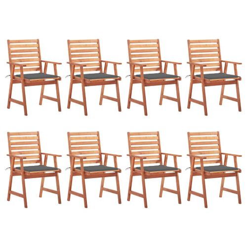 Vidaxl Chaises À Dîner D'extérieur 8 Pcs Avec Coussins Acacia Massif