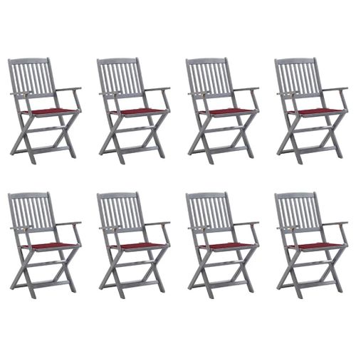 Vidaxl Chaises Pliables D'extérieur Lot De 8 Et Coussins Bois D'acacia