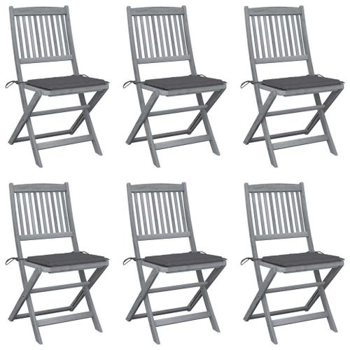 Vidaxl Chaises Pliables D'extérieur 6 Pcs Avec Coussins Bois D'acacia