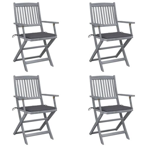 Vidaxl Chaises Pliables D'extérieur 4 Pcs Avec Coussins Bois D'acacia