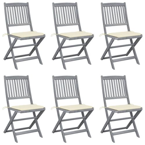 Vidaxl Chaises Pliables D'extérieur 6 Pcs Avec Coussins Bois D'acacia