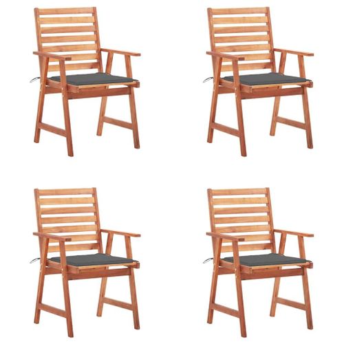 Vidaxl Chaises À Dîner D'extérieur 4 Pcs Avec Coussins Acacia Massif